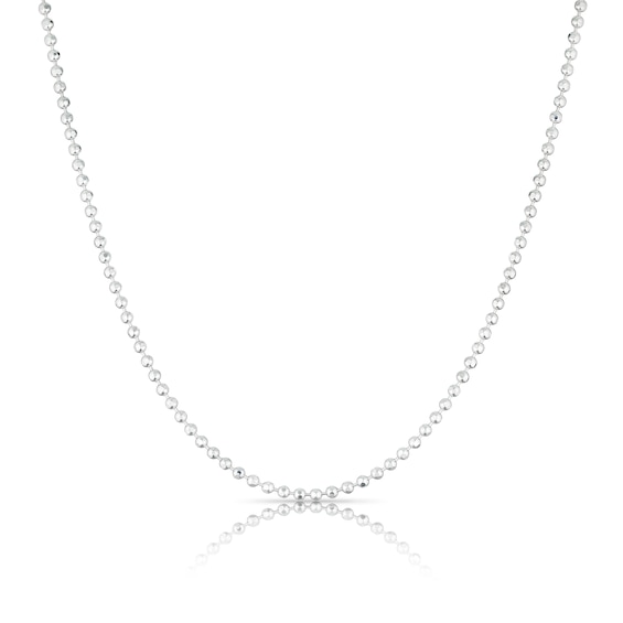 Sterling Silver 18 Faceted Beaded Dainty Chain Necklace