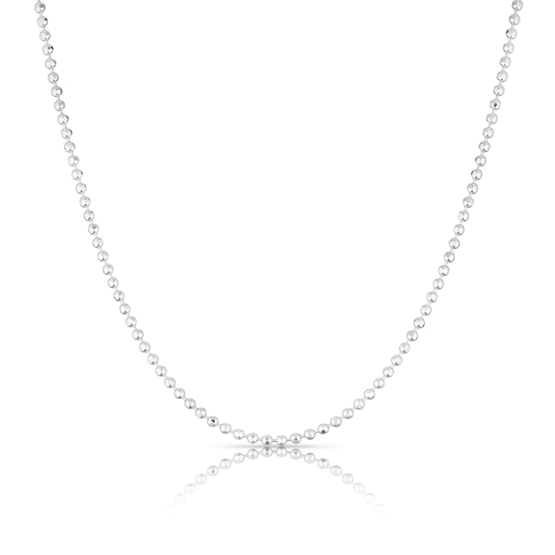 Sterling Silver 18 Inch Faceted Beaded Dainty Chain Necklace