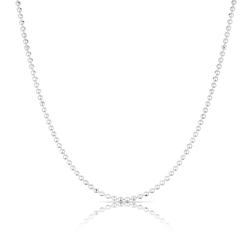 Main Image 1 of Sterling Silver 18" Faceted Beaded Dainty Chain Necklace