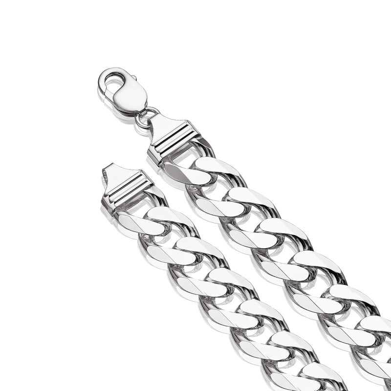 Main Image 3 of Men's Sterling Silver Chunky Curb Bracelet 8.25''