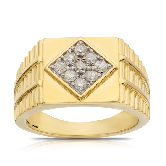Mens Sterling Silver and 18ct Gold Plated Vermeil 0.40ct Dia