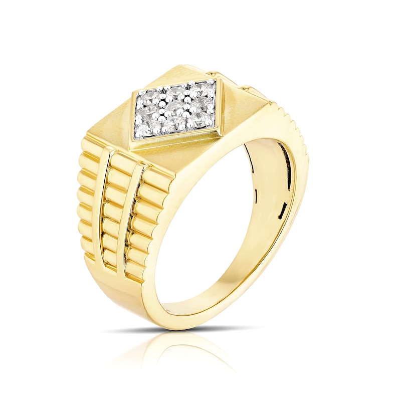 Men's Sterling Silver & 18ct Gold Plated Vermeil 0.40ct Diamond Signet Ring