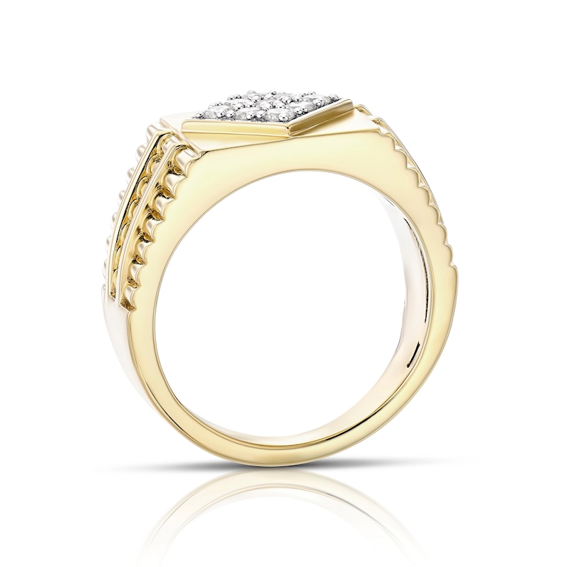 Main Image 3 of Men's Sterling Silver & 18ct Gold Plated Vermeil 0.40ct Diamond Signet Ring