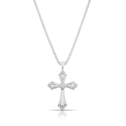 Men's Sterling Silver 0.10ct Diamond Cross Pendant