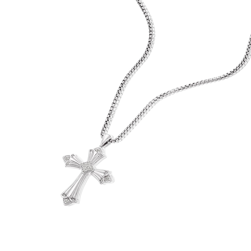 Main Image 2 of Men's Sterling Silver 0.10ct Diamond Cross Pendant