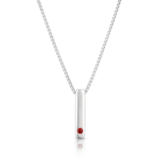 Mens Sterling Silver and Garnet Pendant