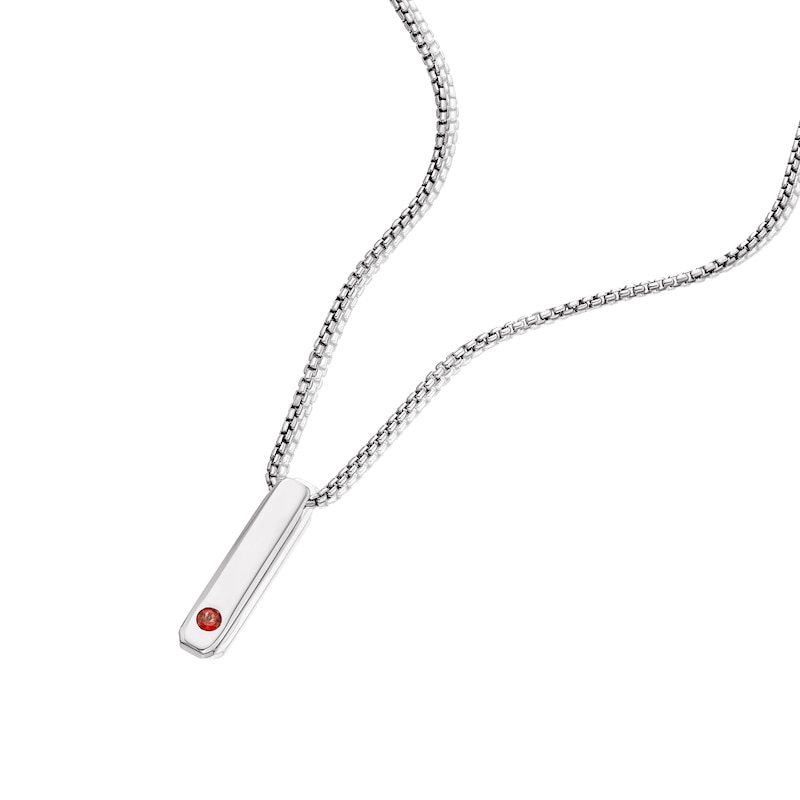 Main Image 2 of Men's Sterling Silver & Garnet Pendant