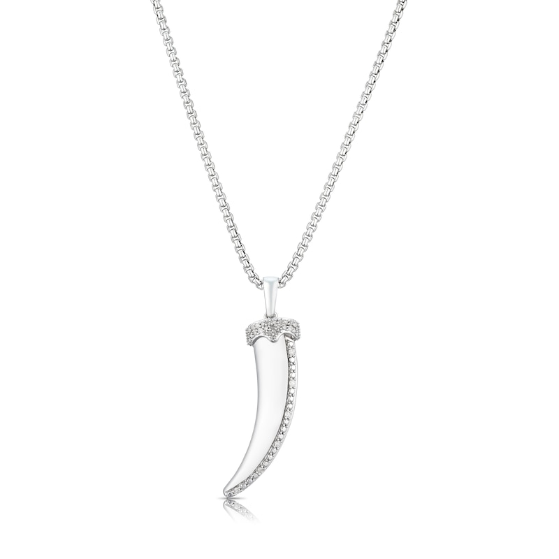 Main Image 1 of Men's Sterling Silver 0.10ct Diamond Shark Tooth Pendant