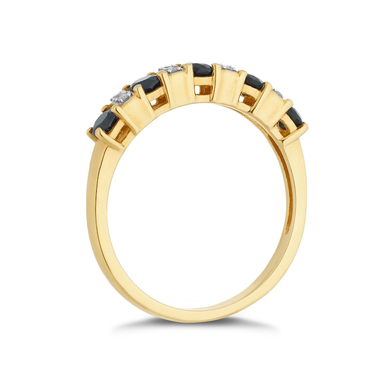 Main Image 2 of 9ct Yellow Gold Rhodium Plated Sapphire & Diamond Ring