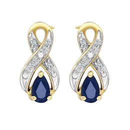 9ct Yellow Rhodium Plated Sapphire Earrings