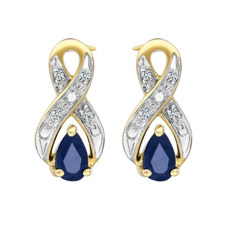 Main Image 1 of 9ct Yellow Rhodium Plated Sapphire Earrings