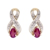 Thumbnail Image 1 of 9ct Yellow Gold Diamond and Ruby Earrings