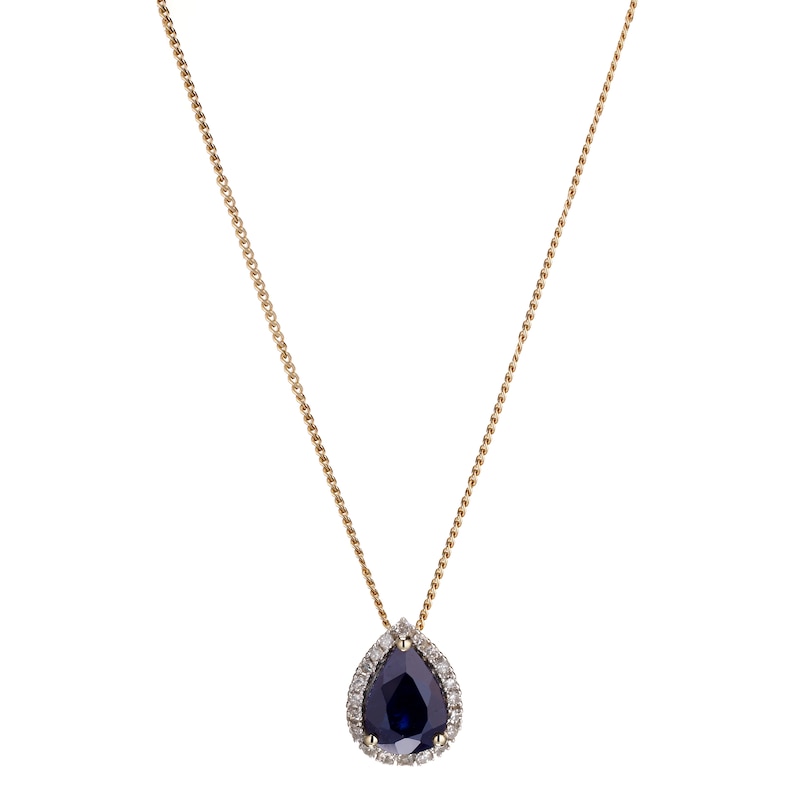 Main Image 1 of 9ct Yellow Gold Sapphire and Diamond Pendant