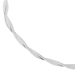9ct White Gold Plaited Herringbone Chain