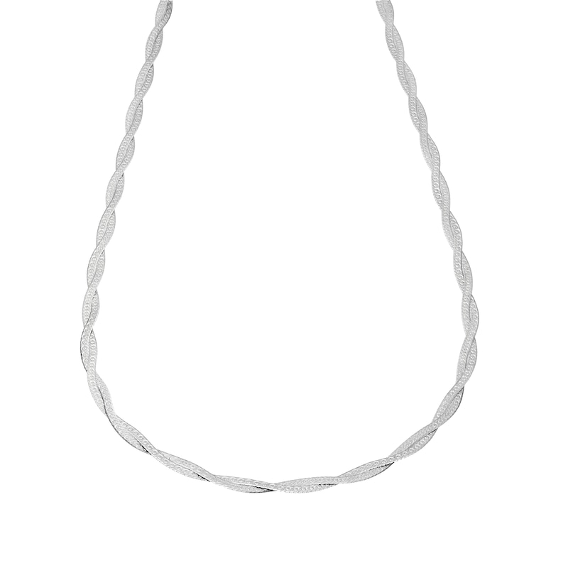 Main Image 2 of 9ct White Gold Plaited Herringbone Chain