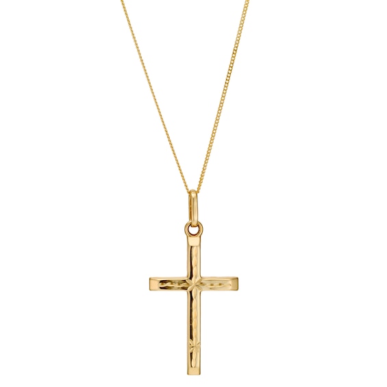 9ct Yellow Gold Detailed Cross Pendant