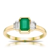 Thumbnail Image 0 of 9ct Yellow Gold Octagonal Emerald & 0.13ct Diamond Ring