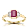 Thumbnail Image 0 of 9ct Yellow Gold Radiant Shaped Ruby & 0.13ct Diamond Ring