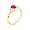 Thumbnail Image 1 of 9ct Yellow Gold Radiant Shaped Ruby & 0.13ct Diamond Ring