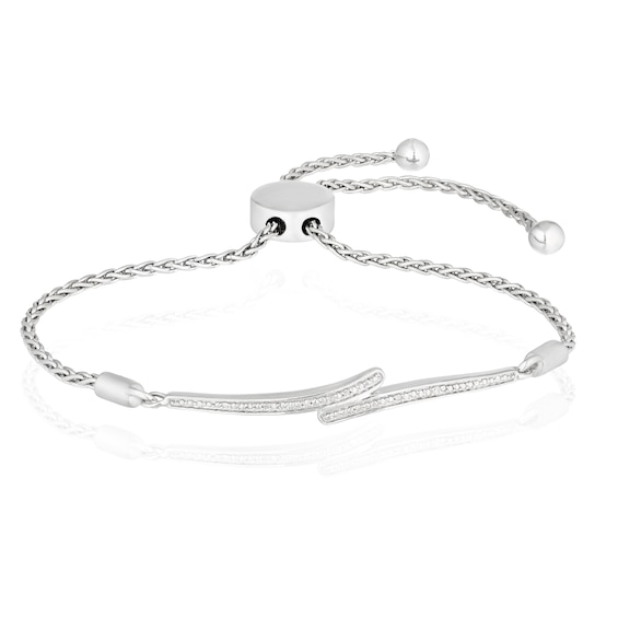 Sterling Silver 0.05ct Diamond Total Bolo Bracelet