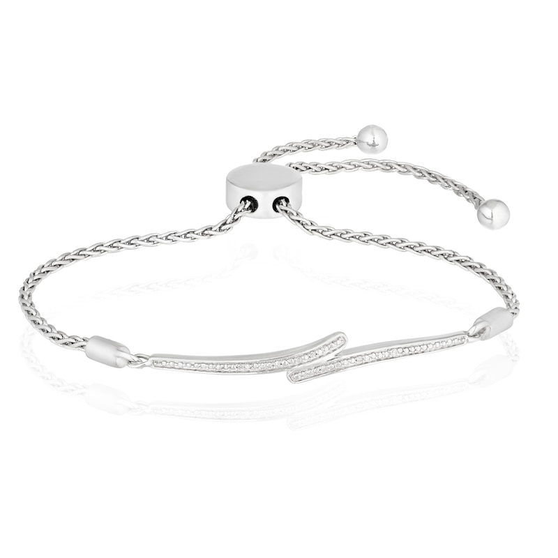 Main Image 1 of Sterling Silver 0.05ct Diamond Total Bolo Bracelet