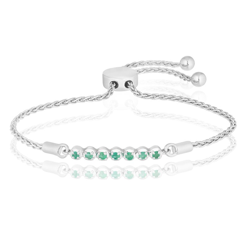 Sterling Silver Emerald Bolo Bracelet