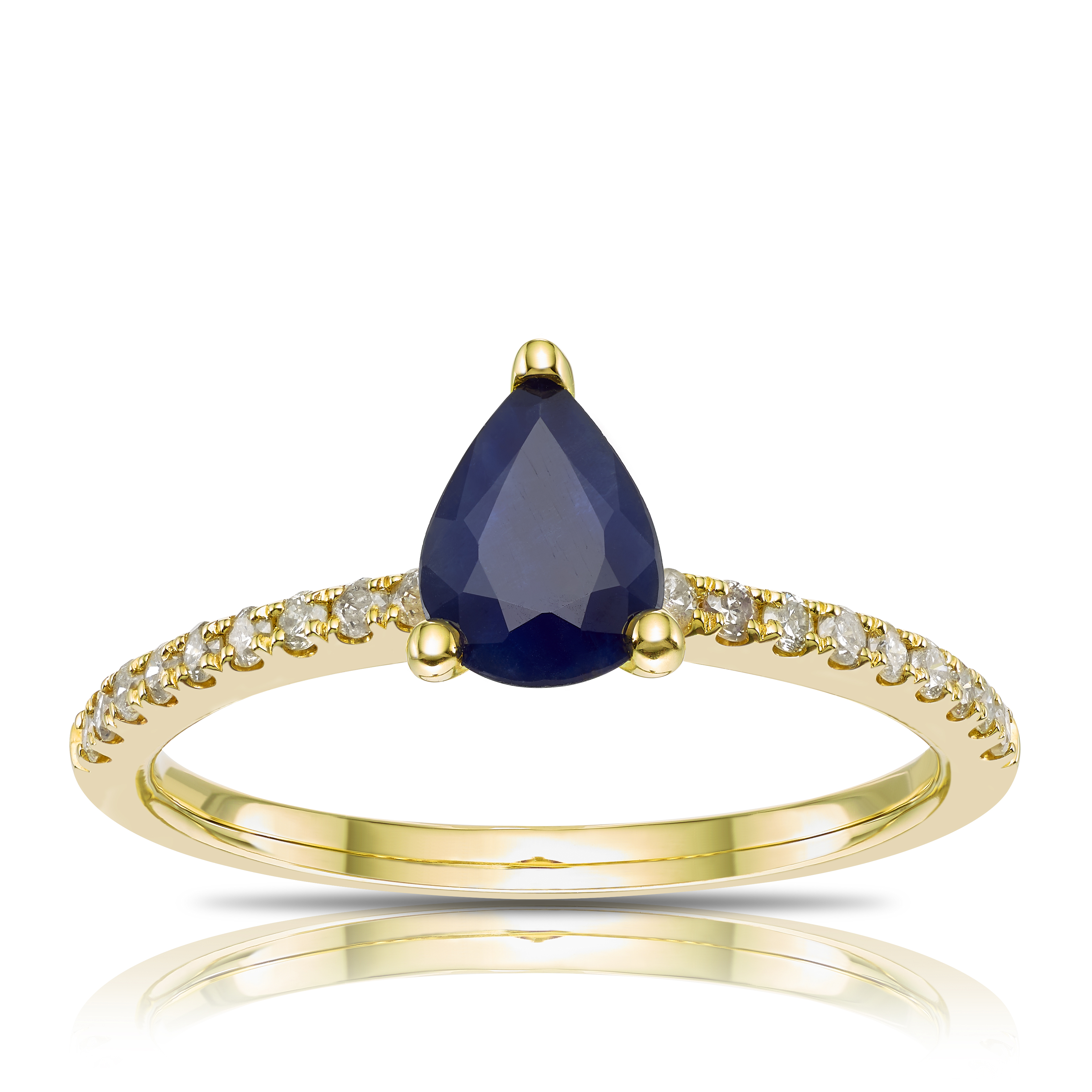 Thumbnail Image 1 of 9ct Yellow Gold Blue Sapphire & 0.15ct Diamond Ring