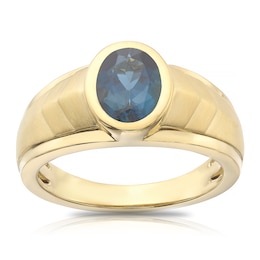 Men's Sterling Silver & 18ct Gold Plated Vermeil Blue Topaz Ring