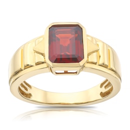 Men's Sterling Silver & 18ct Gold Plated Vermeil Garnet Ring