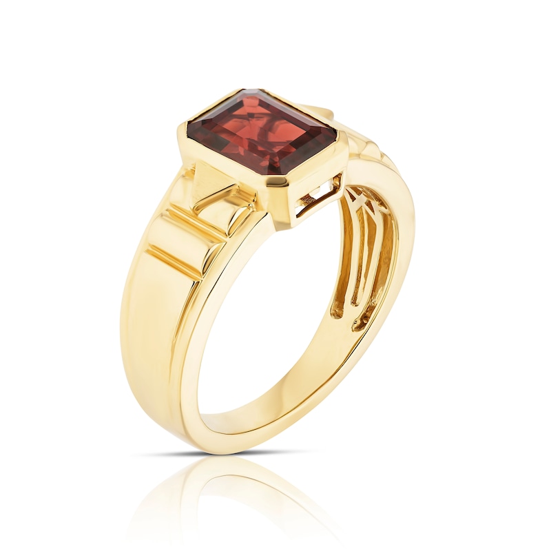Main Image 2 of Men's Sterling Silver & 18ct Gold Plated Vermeil Garnet Ring