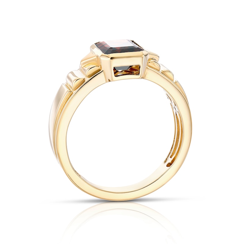 Main Image 3 of Men's Sterling Silver & 18ct Gold Plated Vermeil Garnet Ring