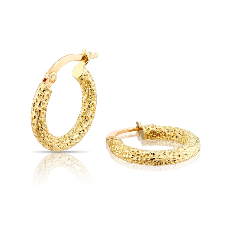 Main Image 1 of 9ct Yellow Gold Sparkle 10mm Hoop Earrings