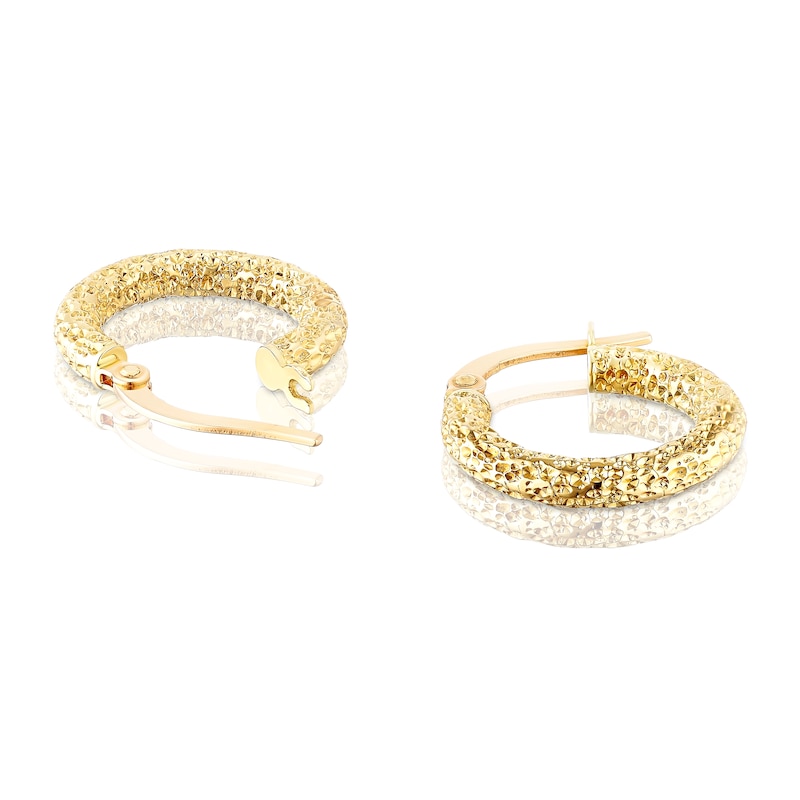 Main Image 2 of 9ct Yellow Gold Sparkle 10mm Hoop Earrings