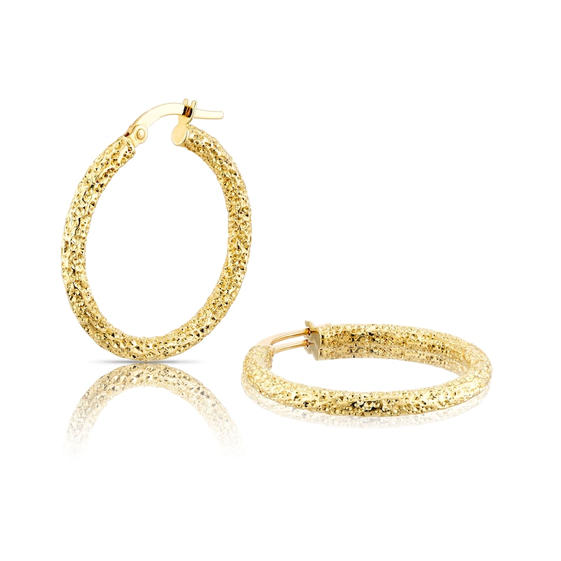 Main Image 1 of 9ct Yellow Gold Sparkle 20mm Hoop Earrings