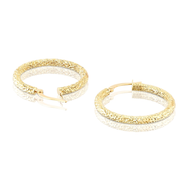 Main Image 2 of 9ct Yellow Gold Sparkle 20mm Hoop Earrings