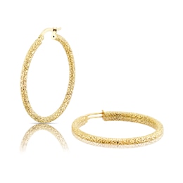 9ct Yellow Gold Sparkle 30mm Hoop Earrings