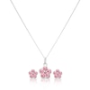 Thumbnail Image 1 of Children's Sterling Silver Pink Crystal Flower Pendant & Earrings Set