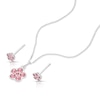 Thumbnail Image 2 of Children's Sterling Silver Pink Crystal Flower Pendant & Earrings Set