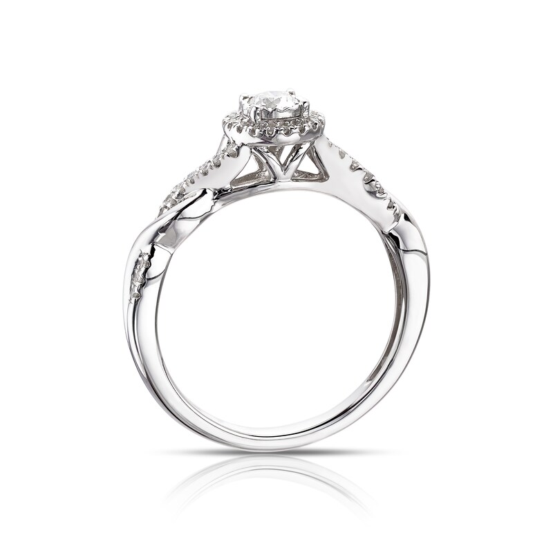 Main Image 3 of 9ct White Gold 0.25ct Diamond Twisted Shoulders Solitaire Ring