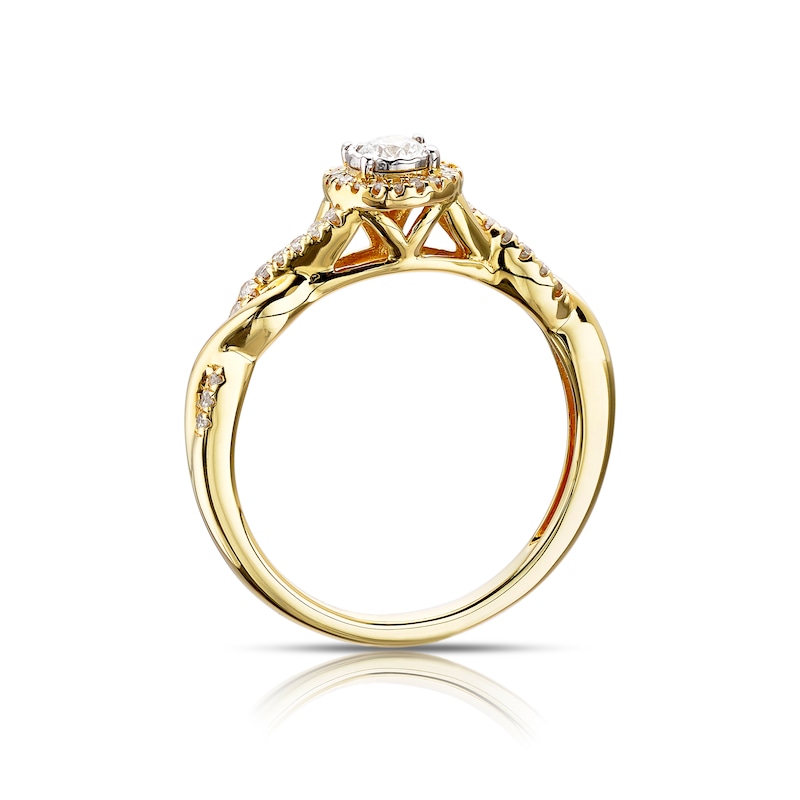 Main Image 3 of 9ct Yellow Gold 0.25ct Total Diamond Illusion Set Halo Ring