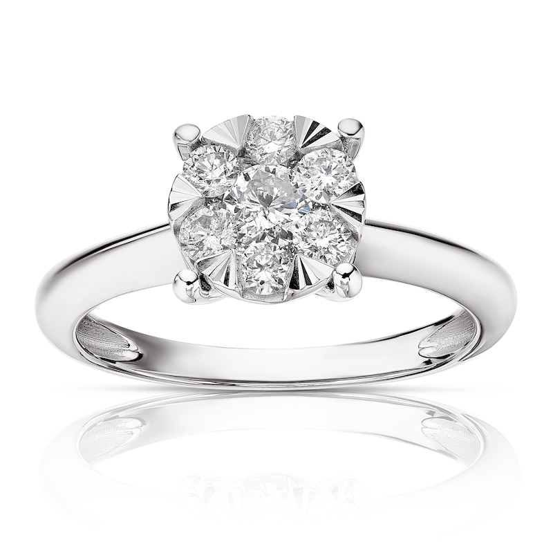 9ct White Gold 0.50ct Total Diamond Cluster Ring