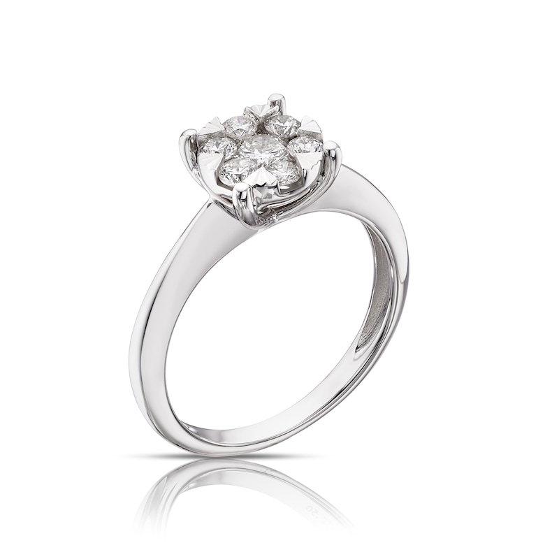 Main Image 2 of 9ct White Gold 0.50ct Total Diamond Cluster Ring