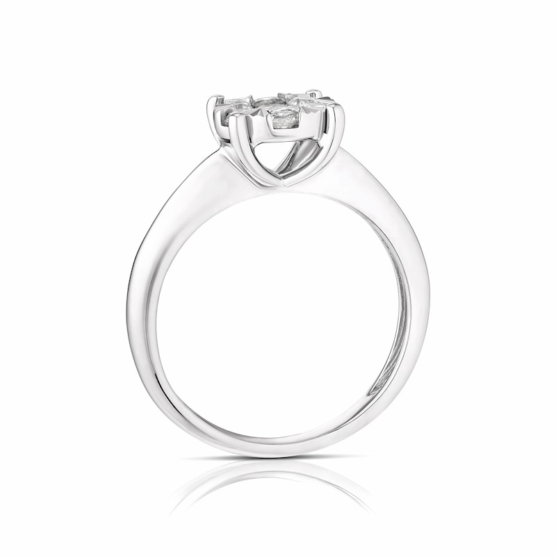 Main Image 3 of 9ct White Gold 0.50ct Total Diamond Cluster Ring