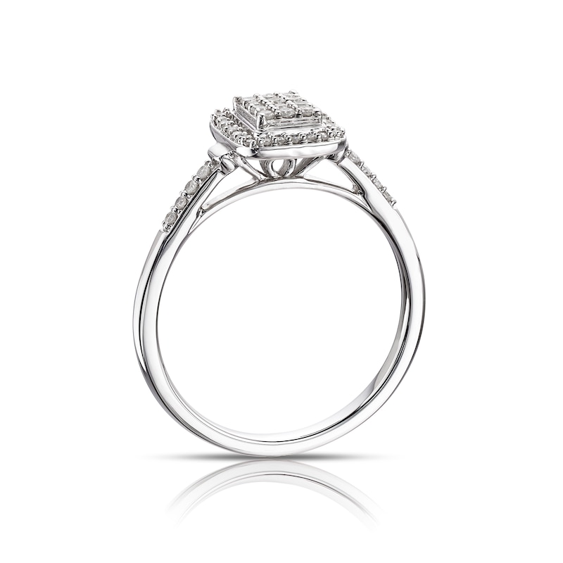 Main Image 3 of 9ct White Gold 0.20ct Total Diamond Rectangle Cluster Ring