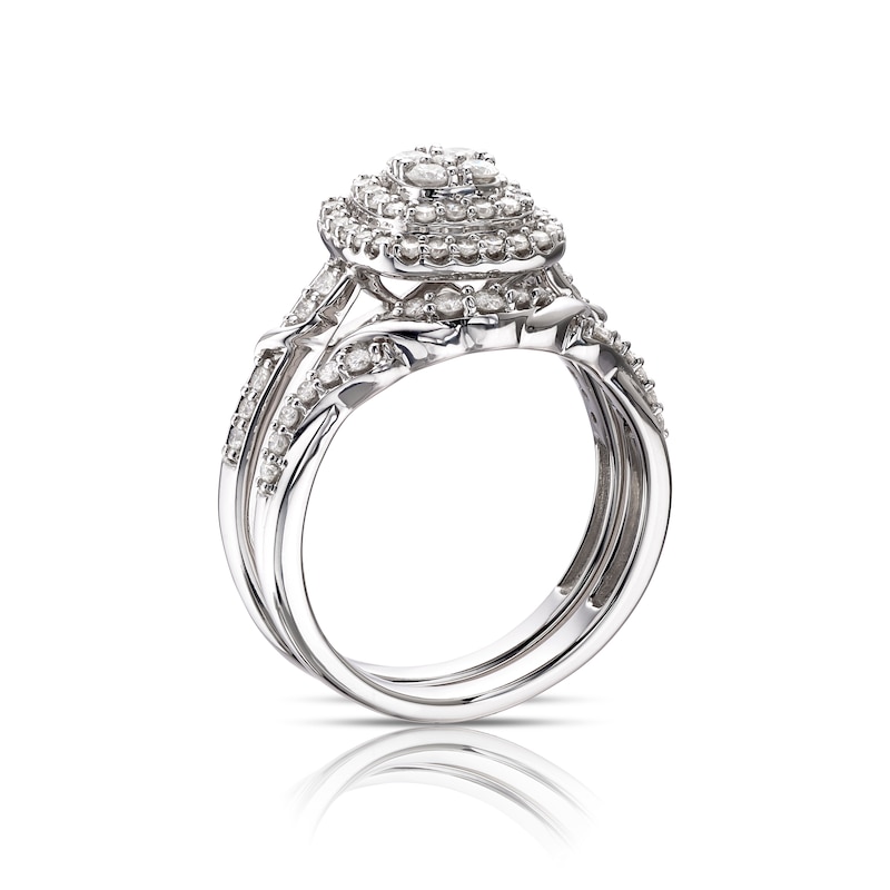 Main Image 3 of Perfect Fit 9ct White Gold 0.66ct Diamond Cushion Bridal Set