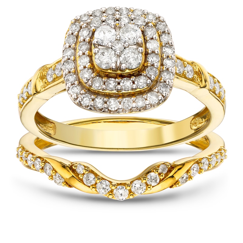 Main Image 1 of Perfect Fit 9ct Yellow Gold 0.66ct Total Diamond Bridal Set