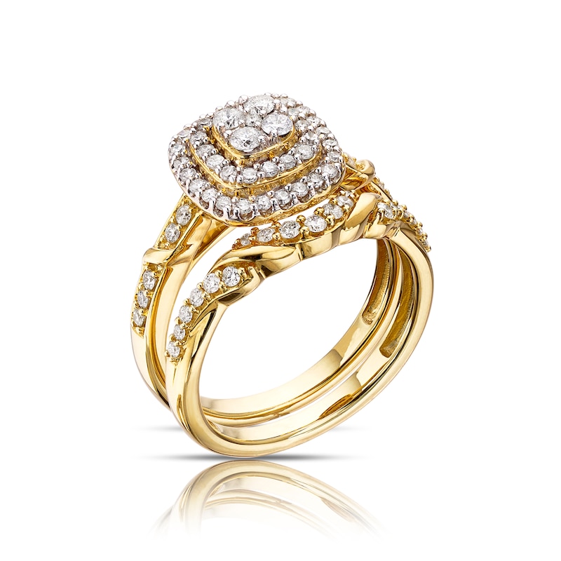 Perfect Fit 9ct Yellow Gold 0.66ct Total Diamond Bridal Set