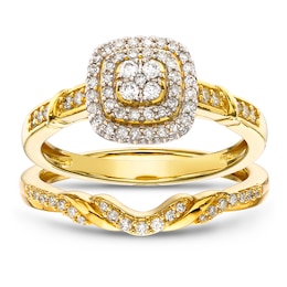 Perfect Fit 9ct Yellow Gold 0.33ct Total Diamond Bridal Set