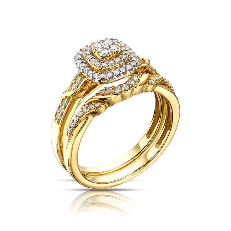 Perfect Fit 9ct Yellow Gold 0.33ct Total Diamond Bridal Set | H.Samuel