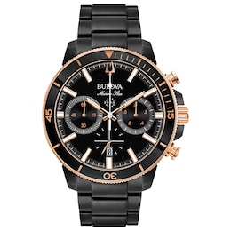 Bulova Men's Marine Star Black Ion Plated Bracelet Watch